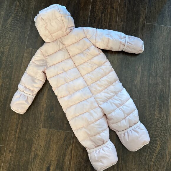 Baby Gap Pink Puffer Snowsuit Bunting with Bear Ears Size 6–12 Months - Picture 3 of 8